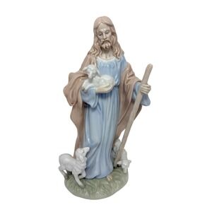 Valencia Collection Jesus Good Shepherd Porcelain Figurine 1998 Roman Inc 9 Inch